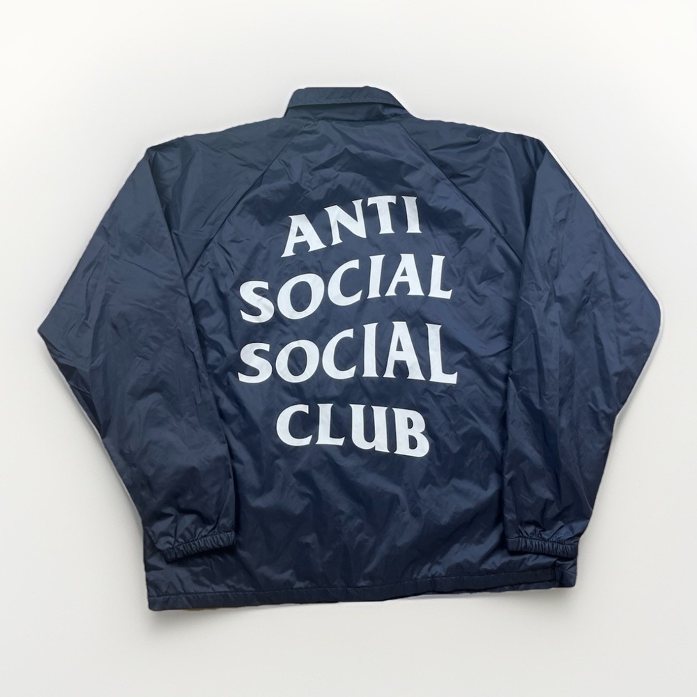 Anti Social Social Club Coaches Jacket Large Blue Mens ASSC Windbreaker Flags